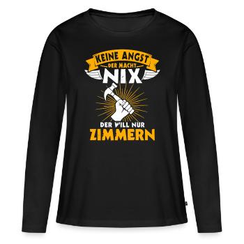 Zimmermann Zimmerer Zimmerei - Frauen Premium Bio Langarmshirt - Schwarz - Vorne - Julia (174cm)