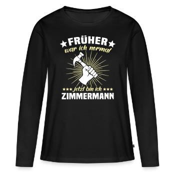 Zimmermann Zimmerer Zimmerei - Frauen Premium Bio Langarmshirt - Schwarz - Vorne - Julia (174cm)
