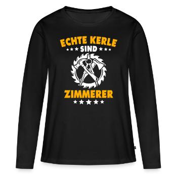 Zimmermann Zimmerer Zimmerei - Frauen Premium Bio Langarmshirt - Schwarz - Vorne - Julia (174cm)