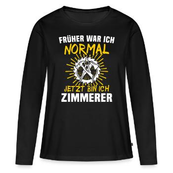 Zimmermann Zimmerer Zimmerei - Frauen Premium Bio Langarmshirt - Schwarz - Vorne - Julia (174cm)