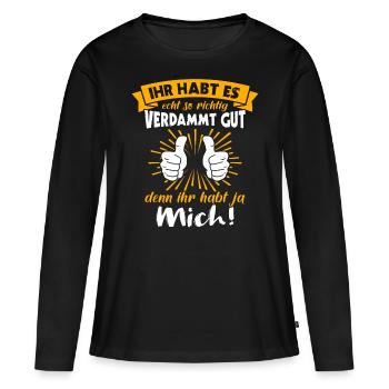 Tu l’as bien tu m’as - T-shirt manches longues Premium bio Femme - noir - Devant - Julia (174cm)