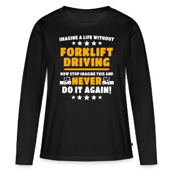 Chariot élévateur Conducteur de chariot élévateur - T-shirt manches longues Premium bio Femme - noir - Devant - Julia (174cm)