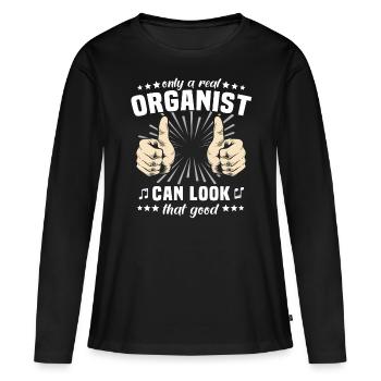 Organiste Orgue - T-shirt manches longues Premium bio Femme - noir - Devant - Julia (174cm)
