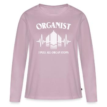 Orgues Organistes - T-shirt manches longues Premium bio Femme - rose poudré - Devant - Julia (174cm)