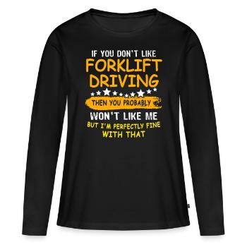 Conducteur de chariot élévateur Chariot élévateur - T-shirt manches longues Premium bio Femme - noir - Devant - Julia (174cm)