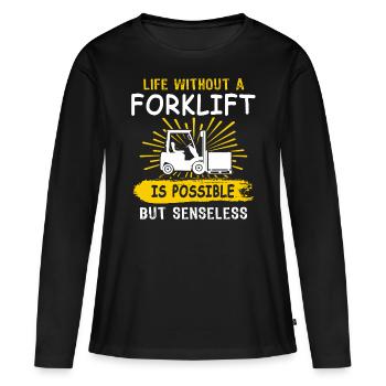 Chariot élévateur - T-shirt manches longues Premium bio Femme - noir - Devant - Julia (174cm)