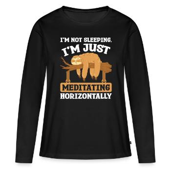 Méditation du sommeil horizontalement Paresseux - T-shirt manches longues Premium bio Femme - noir - Devant - Julia (174cm)