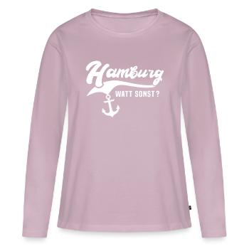 Hambourg dicte Hambourg - T-shirt manches longues Premium bio Femme - rose poudré - Devant - Julia (174cm)