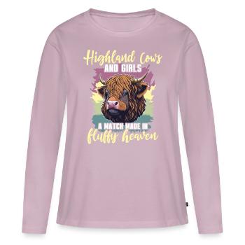 Highland Cattle Girl Cattle Cow - T-shirt manches longues Premium bio Femme - rose poudré - Devant - Julia (174cm)