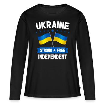 Ukraine - Frauen Premium Bio Langarmshirt - Schwarz - Vorne - Julia (174cm)