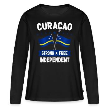 Curaçao - T-shirt manches longues Premium bio Femme - noir - Devant - Julia (174cm)