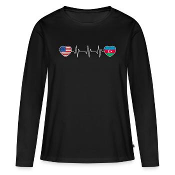 Azerbaïdjan - T-shirt manches longues Premium bio Femme - noir - Devant - Julia (174cm)