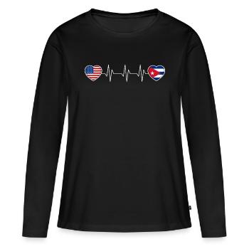 Cuba - T-shirt manches longues Premium bio Femme - noir - Devant - Julia (174cm)