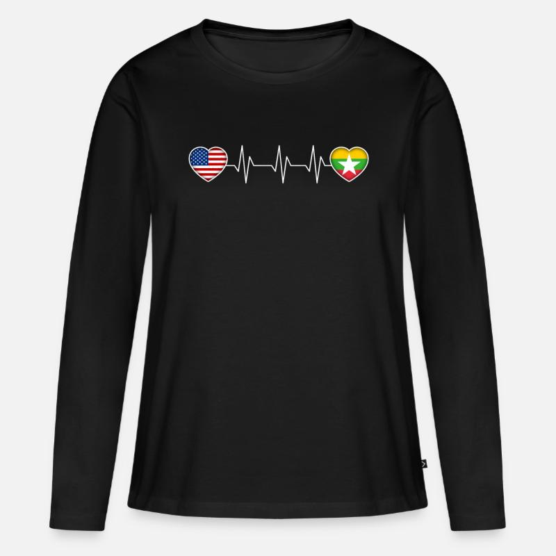 Myanmar - Frauen Premium Bio Langarmshirt - Schwarz