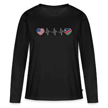 Namibia - Frauen Premium Bio Langarmshirt - Schwarz - Vorne - Julia (174cm)