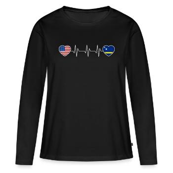 Curaçao - T-shirt manches longues Premium bio Femme - noir - Devant - Julia (174cm)