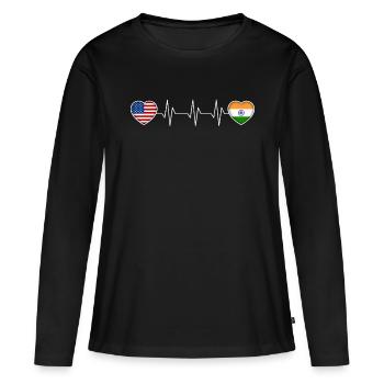 Inde - T-shirt manches longues Premium bio Femme - noir - Devant - Julia (174cm)