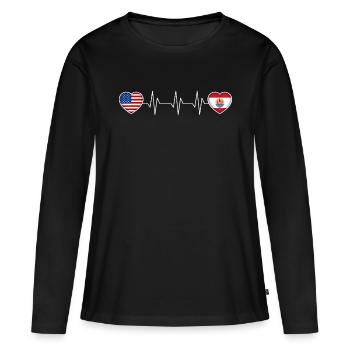 Polynésie française - T-shirt manches longues Premium bio Femme - noir - Devant - Julia (174cm)