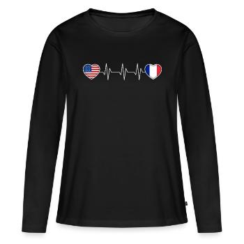 Frankreich - Frauen Premium Bio Langarmshirt - Schwarz - Vorne - Julia (174cm)
