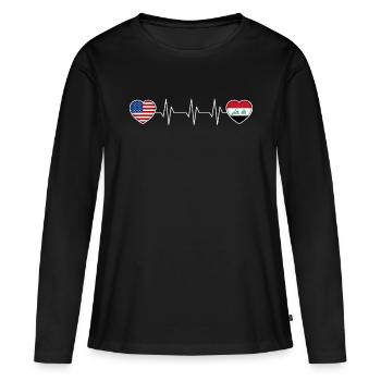 Irak - T-shirt manches longues Premium bio Femme - noir - Devant - Julia (174cm)