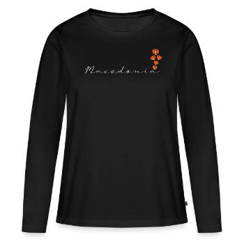 Macédoine - T-shirt manches longues Premium bio Femme - noir - Devant - Julia (174cm)