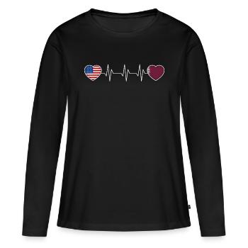 Qatar - T-shirt manches longues Premium bio Femme - noir - Devant - Julia (174cm)