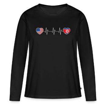 Corée du Nord - T-shirt manches longues Premium bio Femme - noir - Devant - Julia (174cm)