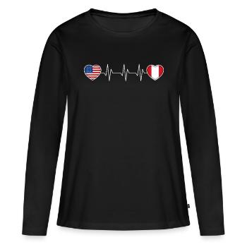 Pérou - T-shirt manches longues Premium bio Femme - noir - Devant - Julia (174cm)