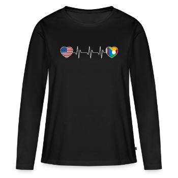 Réunion - T-shirt manches longues Premium bio Femme - noir - Devant - Julia (174cm)