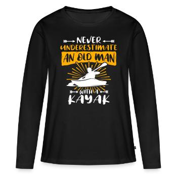 Sous-estimer l’homme kayakiste - T-shirt manches longues Premium bio Femme - noir - Devant - Julia (174cm)