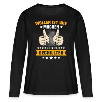 Machen Wollen - Frauen Premium Bio Langarmshirt - Schwarz - Vorne - Julia (174cm)