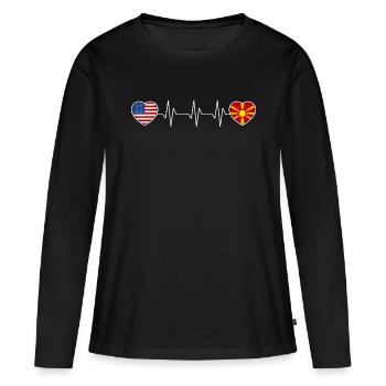 Macédoine - T-shirt manches longues Premium bio Femme - noir - Devant - Julia (174cm)