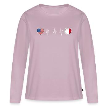 Malta - Frauen Premium Bio Langarmshirt - Altrosa - Vorne - Julia (174cm)