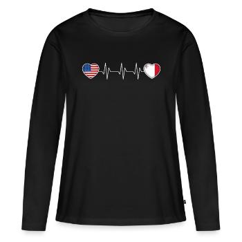 Malte - T-shirt manches longues Premium bio Femme - noir - Devant - Julia (174cm)