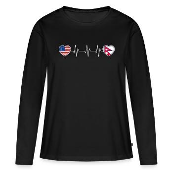 Népal - T-shirt manches longues Premium bio Femme - noir - Devant - Julia (174cm)