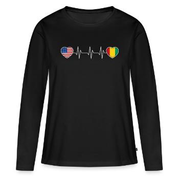 Guinée - T-shirt manches longues Premium bio Femme - noir - Devant - Julia (174cm)