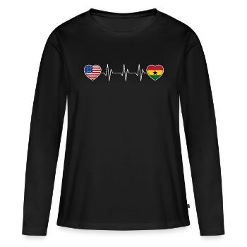 Ghana - T-shirt manches longues Premium bio Femme - noir - Devant - Julia (174cm)