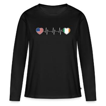 Irland - Frauen Premium Bio Langarmshirt - Schwarz - Vorne - Julia (174cm)