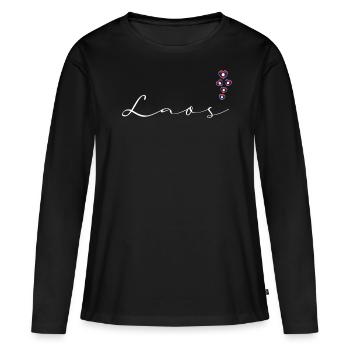 Laos - T-shirt manches longues Premium bio Femme - noir - Devant - Julia (174cm)