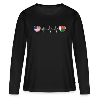 Macédoine - T-shirt manches longues Premium bio Femme - noir - Devant - Julia (174cm)