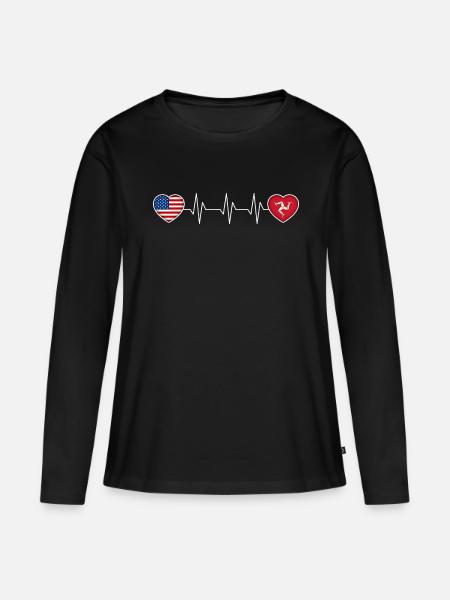 Isle Of Man - Frauen Premium Bio Langarmshirt - Schwarz
