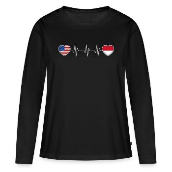 Monaco - T-shirt manches longues Premium bio Femme - noir - Devant - Julia (174cm)