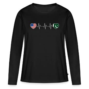 Pakistan - T-shirt manches longues Premium bio Femme - noir - Devant - Julia (174cm)