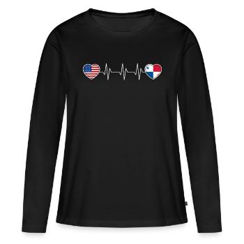 Panama - T-shirt manches longues Premium bio Femme - noir - Devant - Julia (174cm)