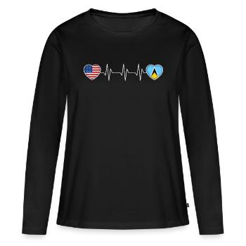 Sainte-Lucie - T-shirt manches longues Premium bio Femme - noir - Devant - Julia (174cm)