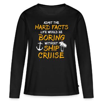 Navire de croisière - T-shirt manches longues Premium bio Femme - noir - Devant - Julia (174cm)