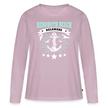 Plage de Rehoboth - T-shirt manches longues Premium bio Femme - rose poudré - Devant - Julia (174cm)