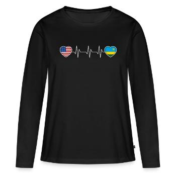Rwanda - T-shirt manches longues Premium bio Femme - noir - Devant - Julia (174cm)