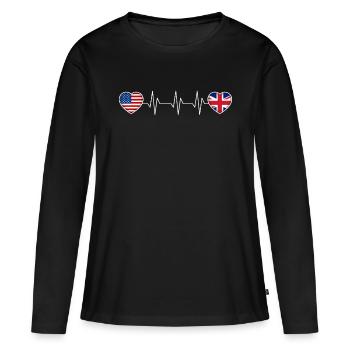 Royaume-Uni - T-shirt manches longues Premium bio Femme - noir - Devant - Julia (174cm)
