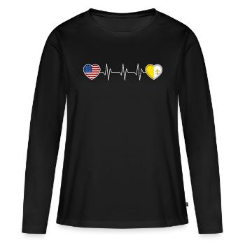 Vatican - T-shirt manches longues Premium bio Femme - noir - Devant - Julia (174cm)